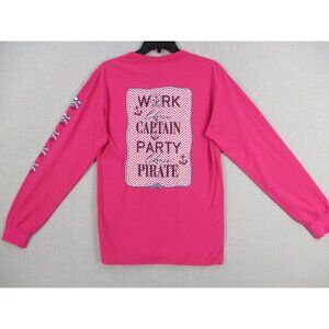 Calcutta Pink Long Sleeve‎ Graphic T-Shirt Work Like A Captain Party size S
